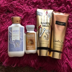 Bath and body works and Victoria Secret lotion.